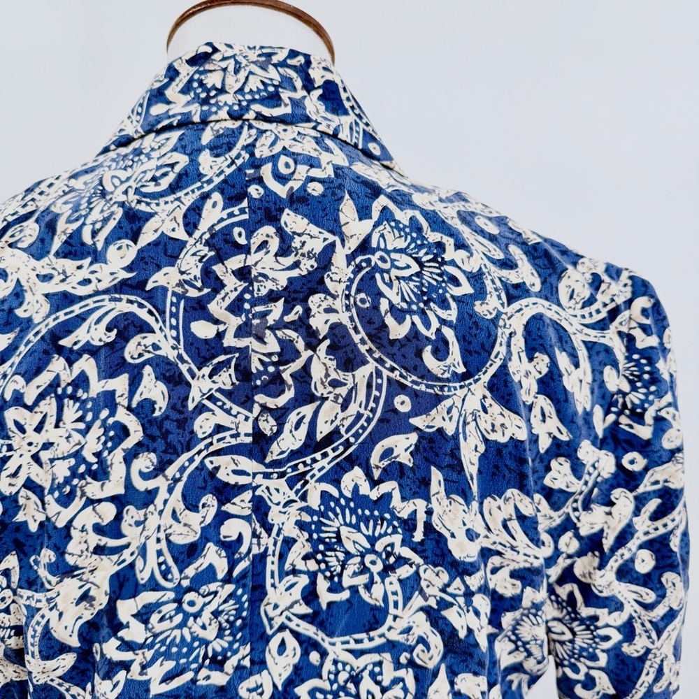 ADRIANNA PAPELL Vintage 100% Silk Blue Floral Midi Dress Wrap Tie Waist - Picture 4 of 11